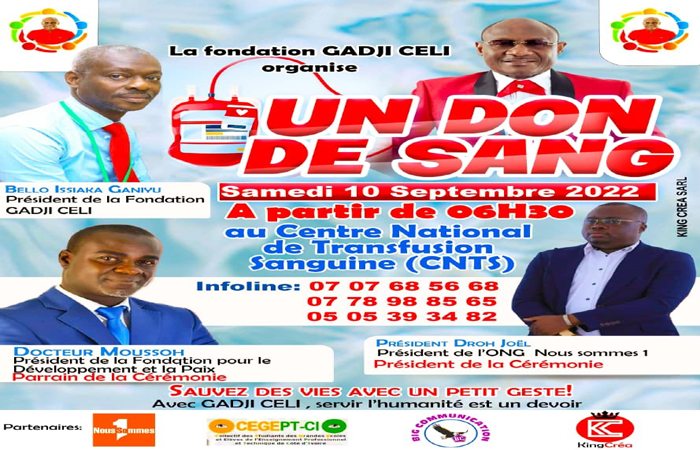 don de sang par la fondation Gadji Céli
