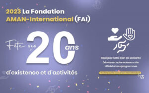 Fondation Aman-International pancarte. 